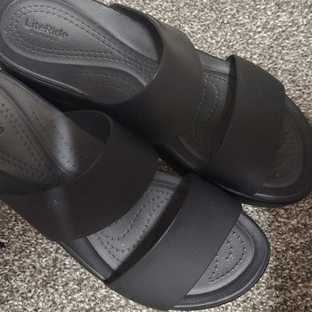 CROCS Black LiteRide Double-Strap Slides